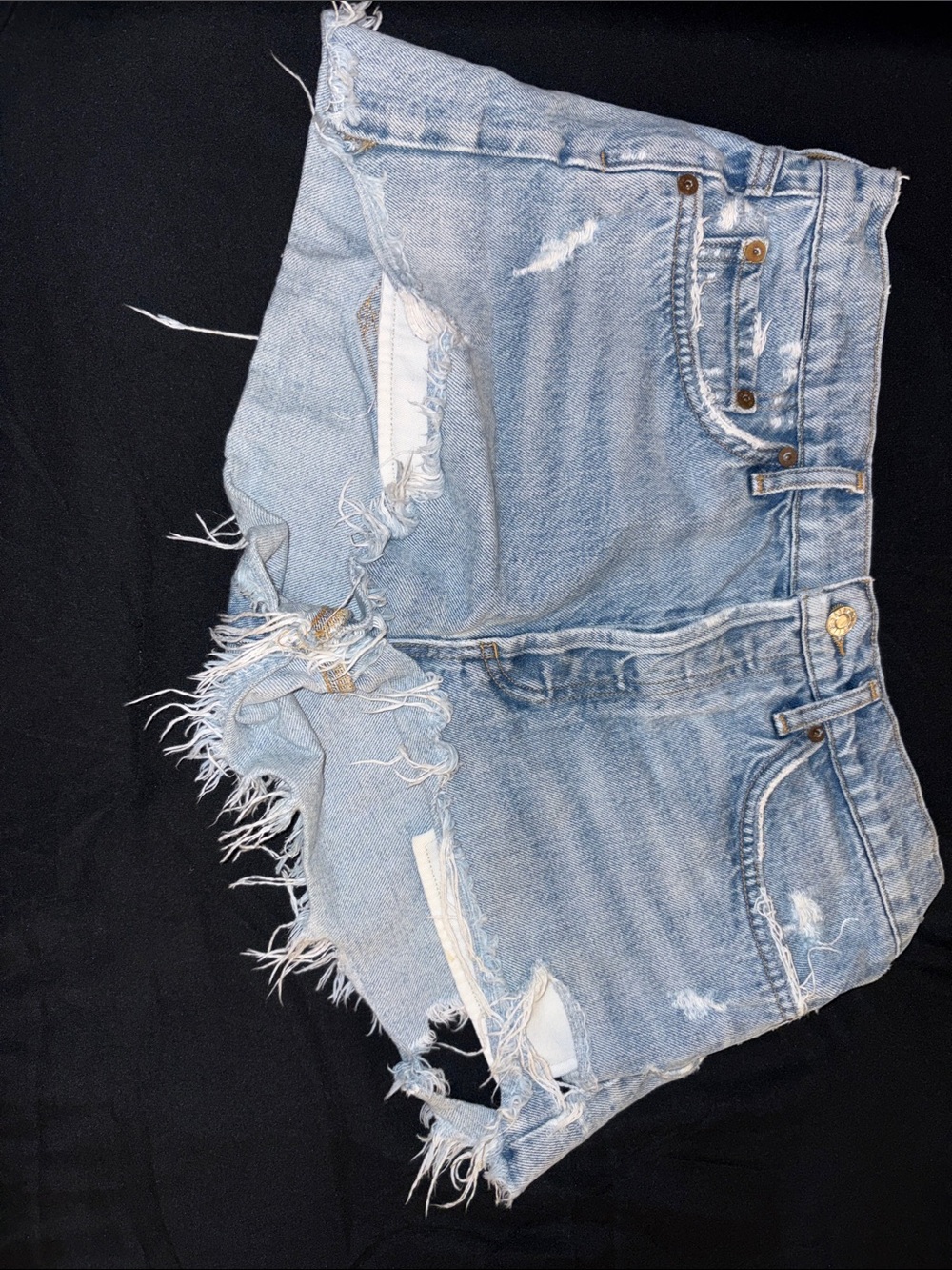 Agolde Light Blue Distressed Denim Vintage Cutoff Shorts